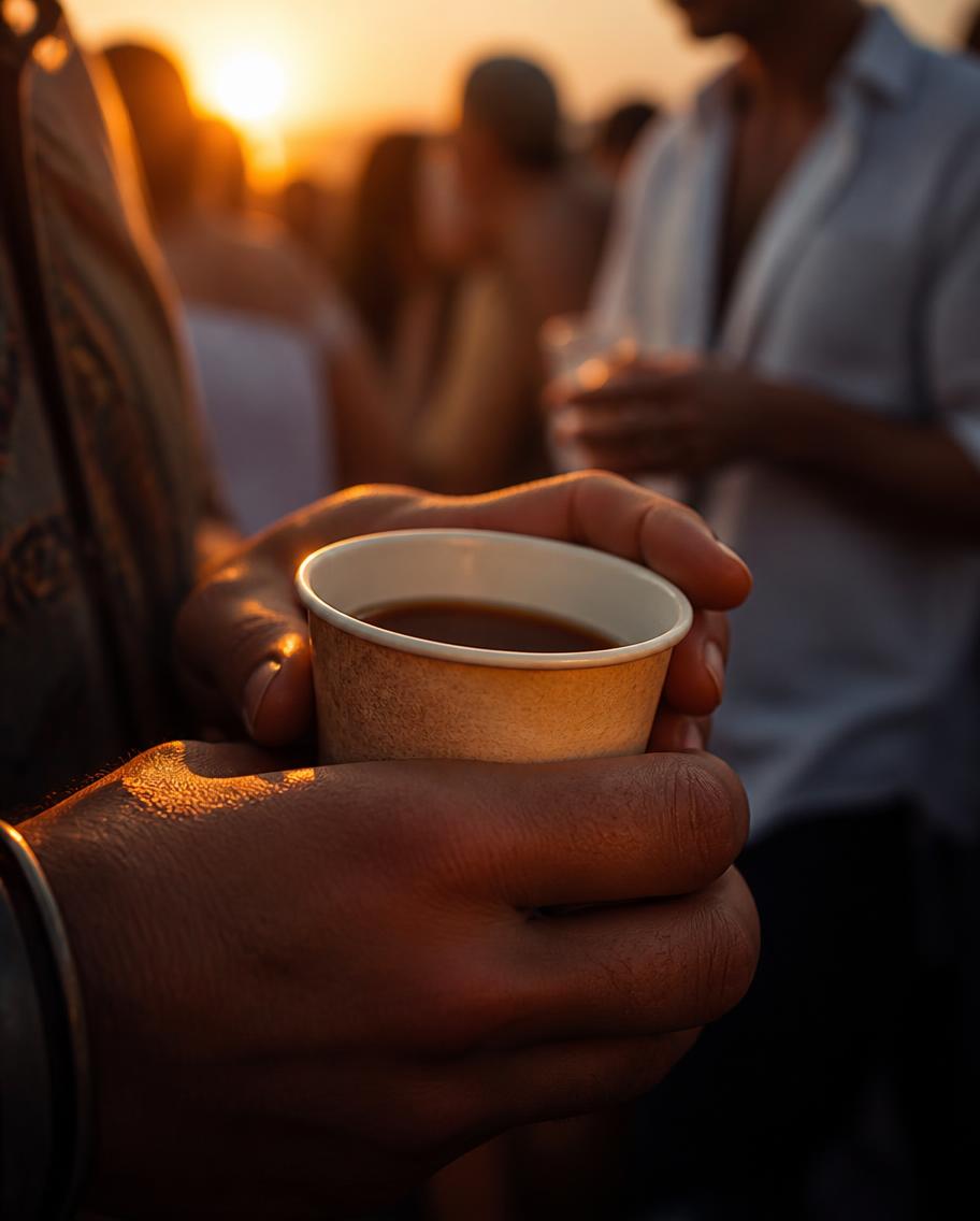 Copo Café Con Ron nas mãos